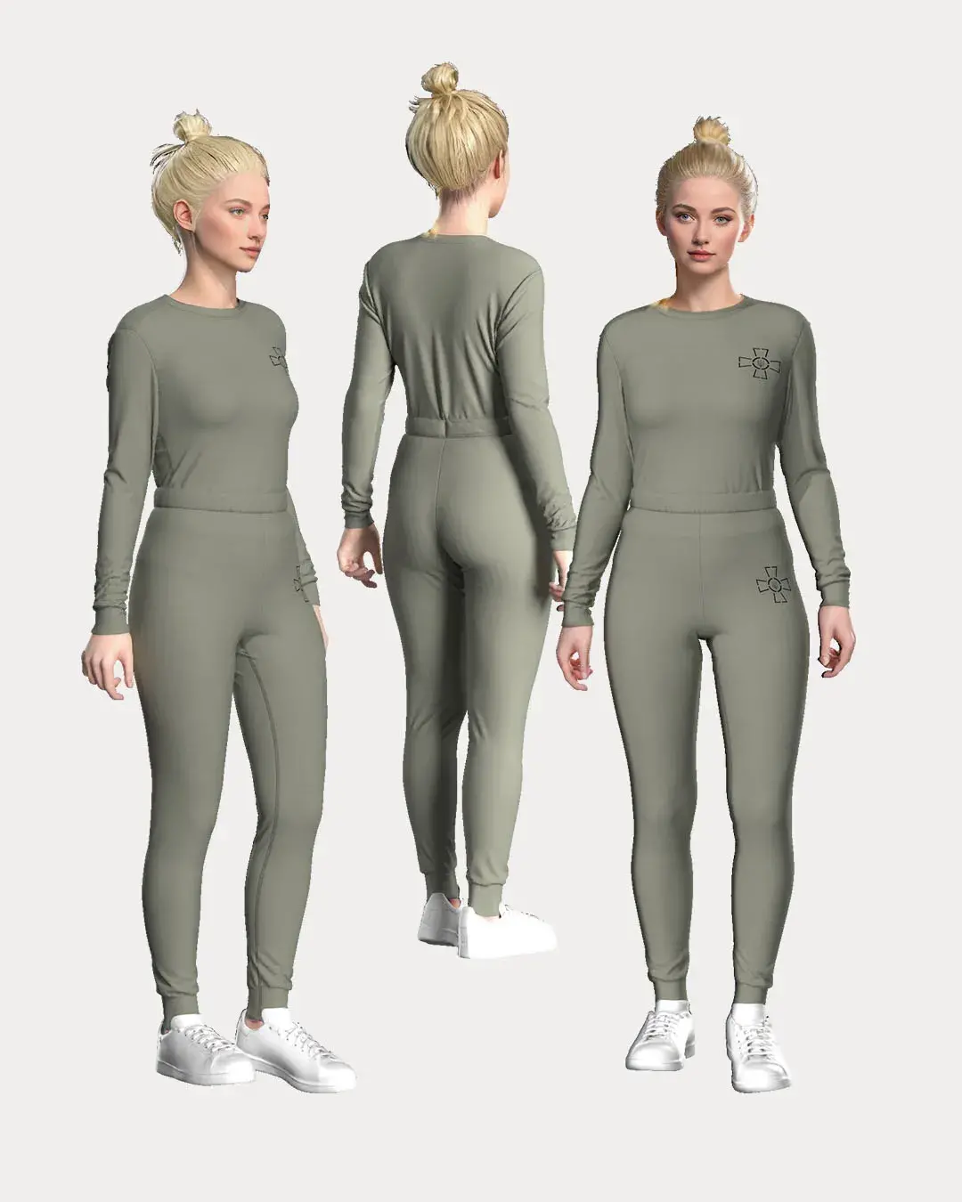 Women's Demi-Season Thermal Underwear Pattern Set (Top & Bottom) - Image 1