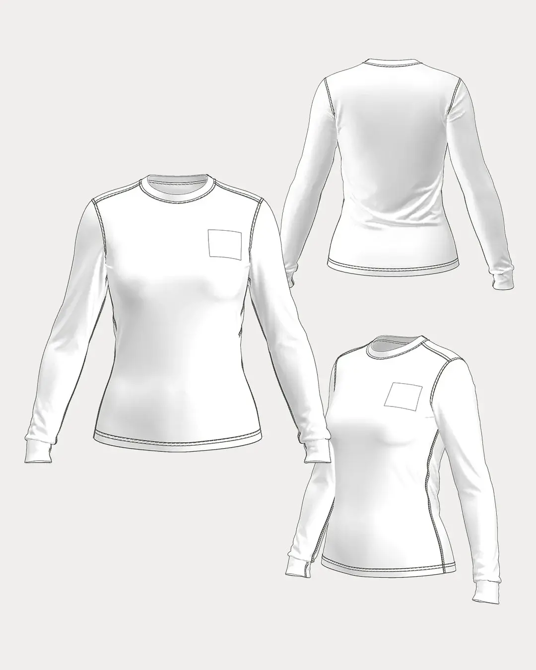 Women's Demi-Season Thermal Underwear Pattern Set (Top & Bottom) - Image 3